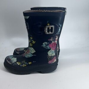 Joules Kids Girls Rain Boot US 11 Flowers  Print on Navy Light Wear